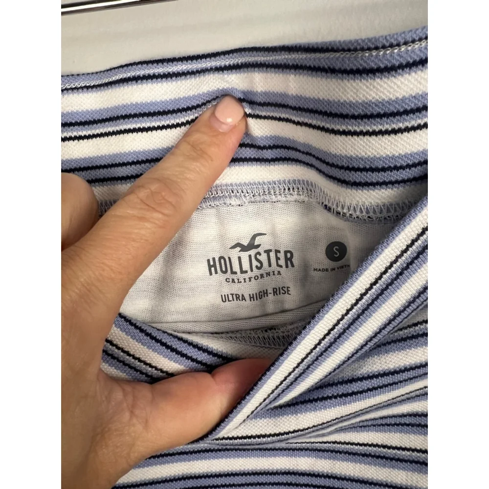 Women's Hollister Striped Mini Skirt Blue/White Size S Ultra High Rise Preppy